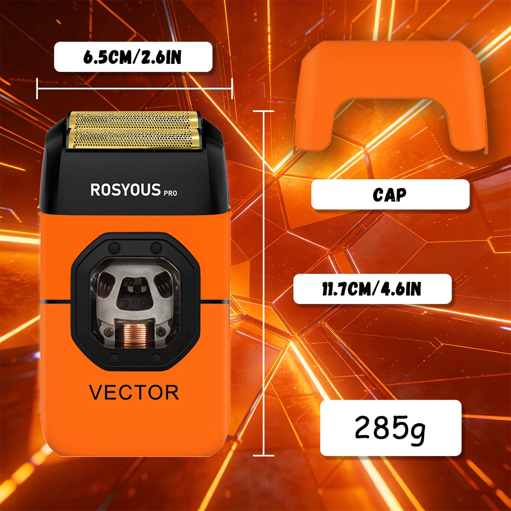 ROSYOUS RS-999 Elektrischer Herrenrasierer 13000 U/min Magnetischer Vektormotor Vollmetall mit Ladestation 2000mAh Friseursalon Bartschneidemaschine