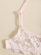 1 Set Elegantes Dessous-Set aus Spitze mit Stickerei und atmungsaktivem Stoff: Push-Up-BH, transparenter Schlüpfer mit tiefem Bund – das ultimative Valentinstagsgeschenk
