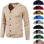 2024 M-5XL Herbst Herren Strickjacke Dünner V-Ausschnitt Basic Elastisch Slim Fit Dünner Pullover Einfarbig Freizeit Vielseitige Jacke