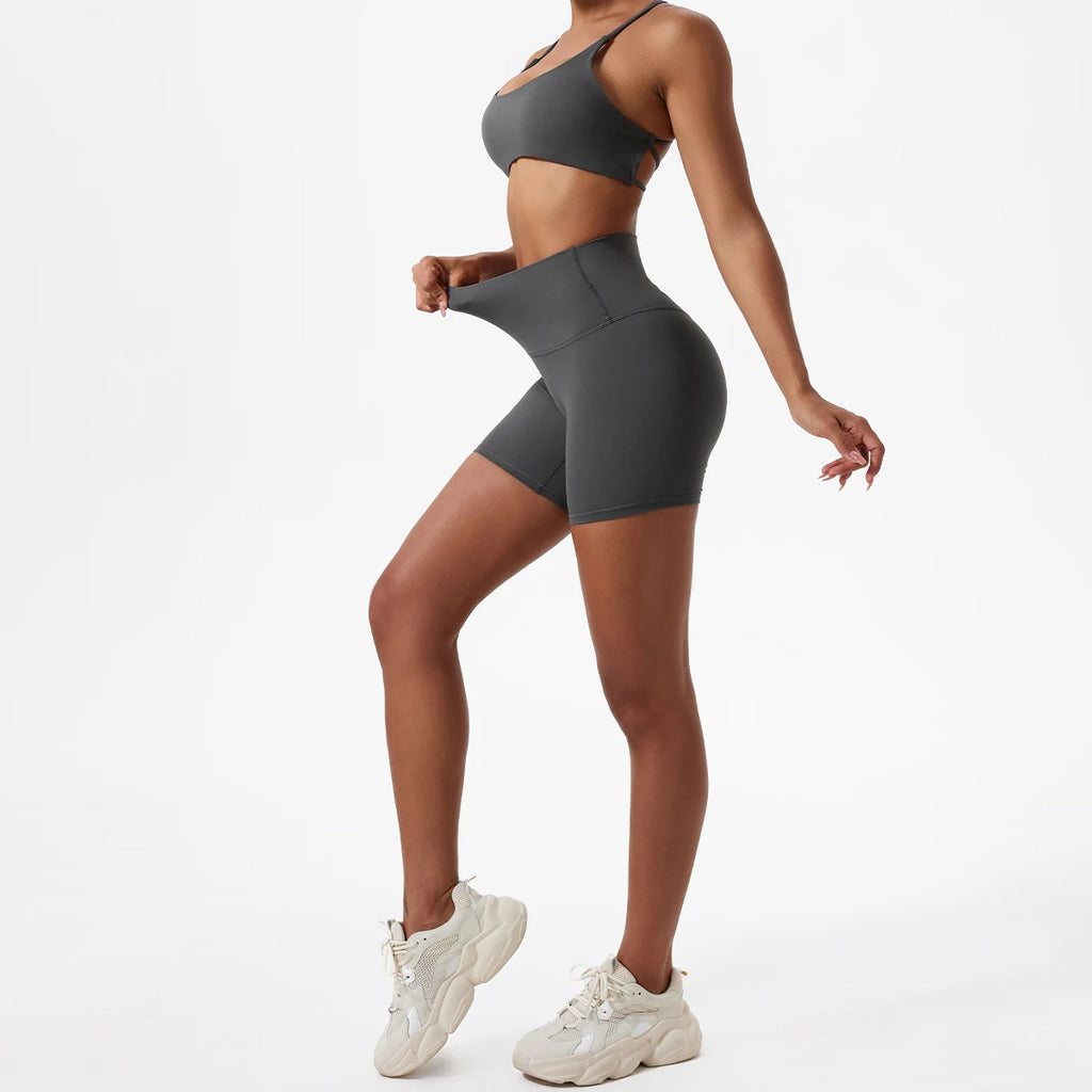 Hearuisavy Damen Yoga Shorts Sommer Soft Buttock Lift Gym Leggings High Waist Sport Shorts Damen Running Workout Shorts Female