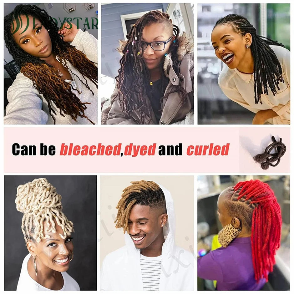 Echthaar-Dreadlocks-Extensions Brasilianisches Echthaar Dreadlocks Handgefertigte Dreadlocks für Frauen/Männer 8-24 Zoll