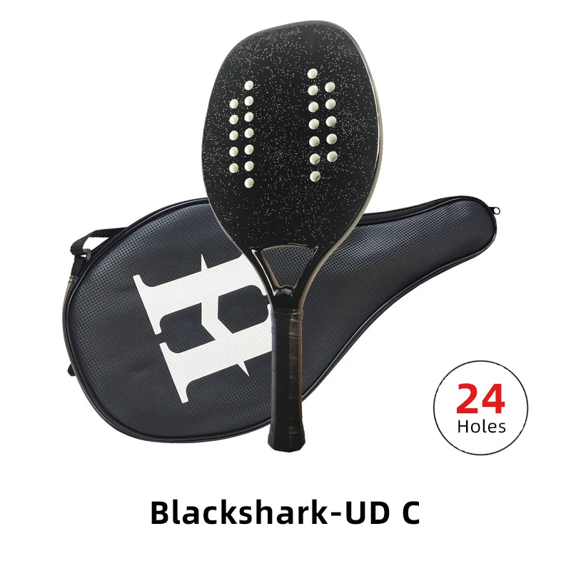 HOOWAN BLACKSHARK Beachtennis Schläger Carbon UD Graphit Raue Oberfläche Weicher Weißer EVA Kern Schläger Beachtennis 22MM