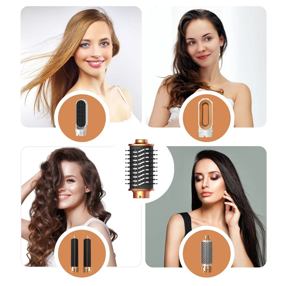 6-in-1 Haartrocknerbürste Heißkamm-Set Professioneller Lockenstab Haarglätter Styling-Tool Luft-Styling Haartrockner Haushaltsgerät