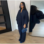 Damen Anzug mit Revers, langen Ärmeln, chic, einreihig, weites Bein, lange Hose, Sets 2026, lässiges, lockeres Outfit für den Alltag