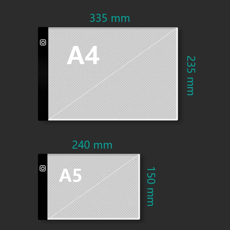 LED Leuchtpad Kopiertisch Transparentes Schreib- und Zeichenbrett Ideal für Künstler und Studenten Anime-Kunst Replizierung Zeichentool