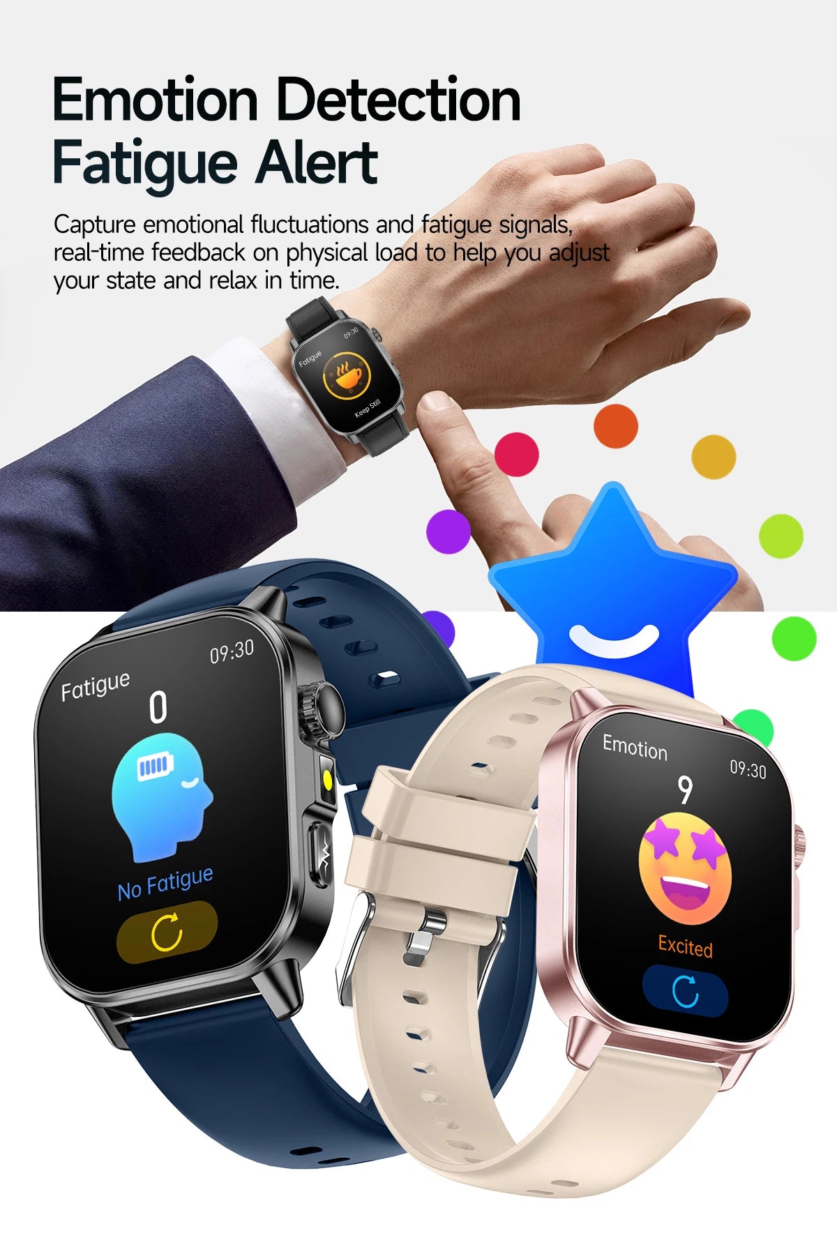 Neue präzise Gesundheits-Smartwatch EKG+HRV Harnsäure Blutfette Emotionswahrnehmung Bluetooth-Anruf Smartwatches für Männer und Frauen