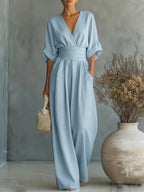 Einfarbige lässige weite Jumpsuits für Damen 2026 Sommer Elegante Overalls Damen Jumpsuits und Rompers Bodysuit Damenbekleidung