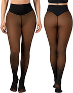 Einnaht-Fleece-Strumpfhose gefütterte Thermo-Leggings formgebender Kompressionsbund durchscheinende Strumpfhose transparente Fleece-Leggings große Größen
