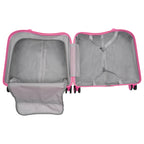 18 Zoll Aufsitzkoffer, niedlicher Koffer mit interner Netztasche, Aufbewahrungsbox mit Lenkrollen für Kurztrips, Pink