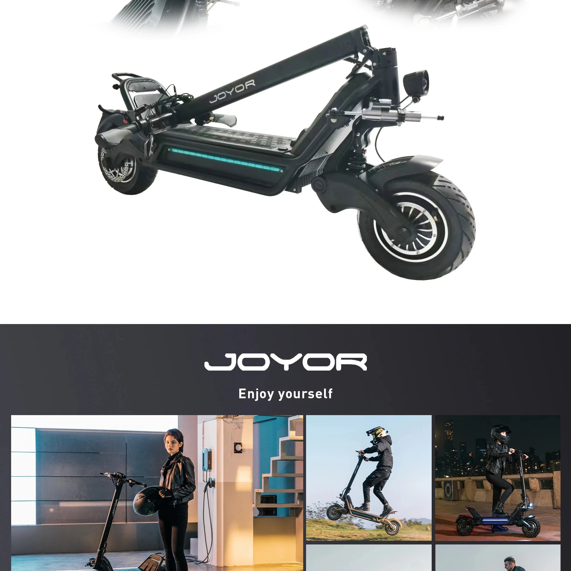 JOYOR E6-S Erwachsenen-Elektroroller 3200W Motor 60V31.5AH Akku Offroad-EScooter NFC-Entsperrung Hydraulische Bremse Klappbarer E-Scooter