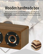 Domars Wireless Bluetooth 5.0 Speakers Wooden Alarm Clock Display Sound System Player with AUX TF FM Radio Subwoofer Box