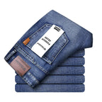 2024 Gerade, normale blaue Stretch-Jeans Frühling Herbst Herren Klassische Jeans Business Fashion Smart Jeans für Herren