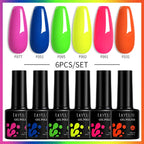 LILYCUTE 6PCS Gel-Nagellack-Set Sommer Neon Nagellack-Gel-Kits für DIY Nagel Semi-Permanenter UV-Lampe Gellack Nagellack-Set