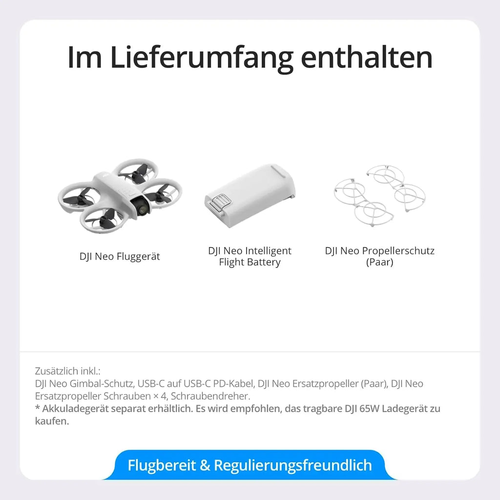 Globale Version DJI Neo Drohne Flugkamera Drohne/Combo 4K Stabilisiertes Video Tragbare Vollabdeckung Propellerschutz