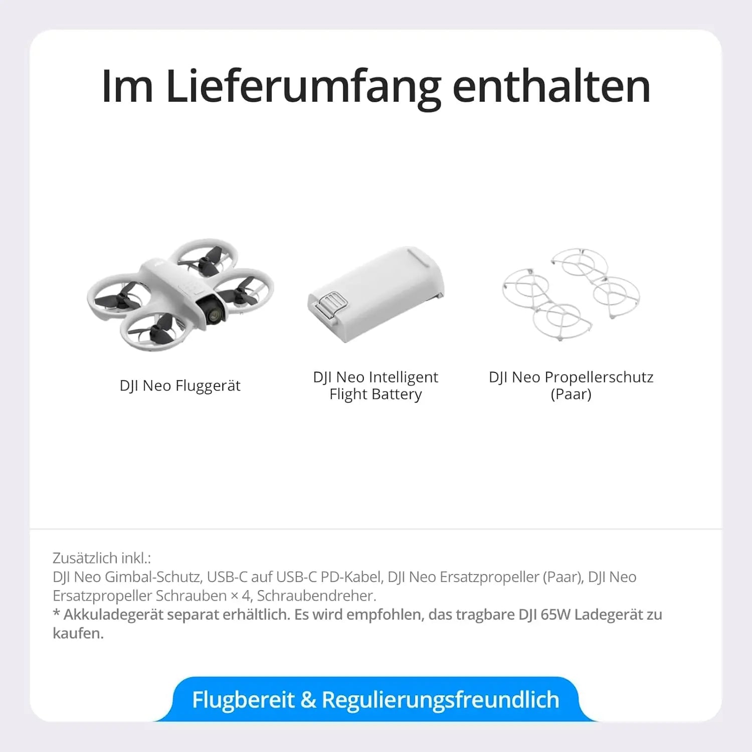 Globale Version DJI Neo Drohne Flugkamera Drohne/Combo 4K Stabilisiertes Video Tragbare Vollabdeckung Propellerschutz