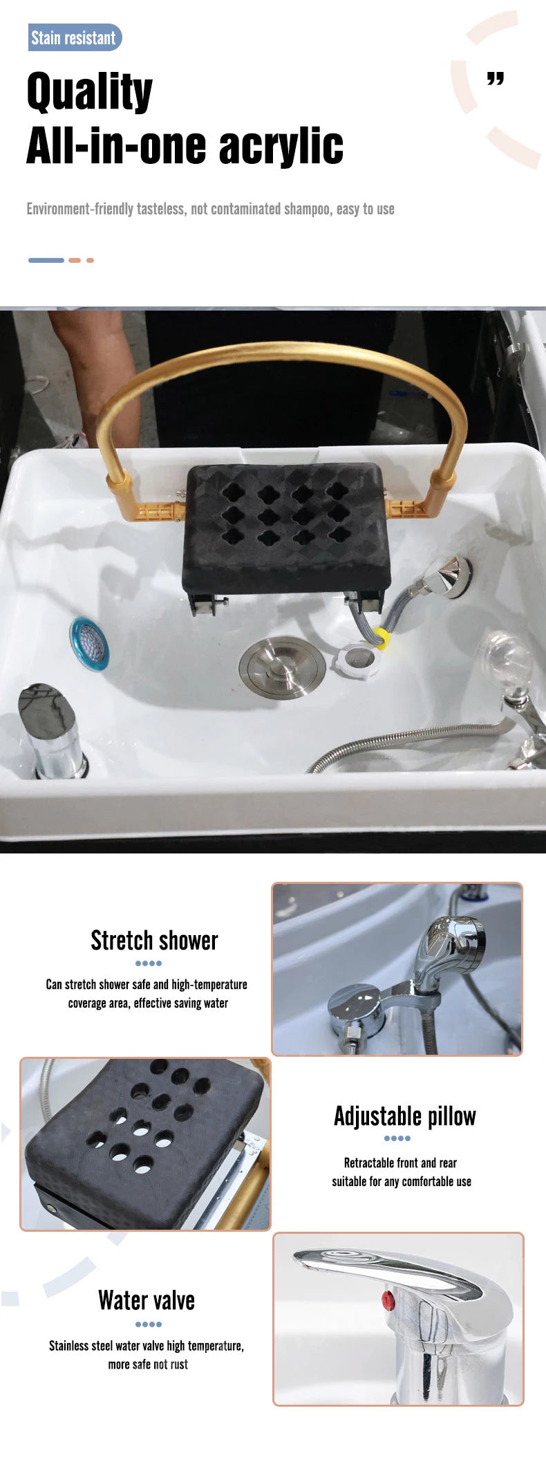 Friseurwaschbecken mit Keramikwaschbecken, Kopfhaut-Spa-Begasungsstation, moderne Badezimmer-Spa-Möbel