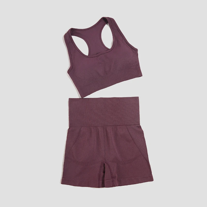 WAREBALL 2/3/4-teiliges Nahtloses Yoga-Set Sportkleidung Yoga-Anzüge für Frauen Fitness-Set Trainingsanzüge Sport-BH Gym Leggings