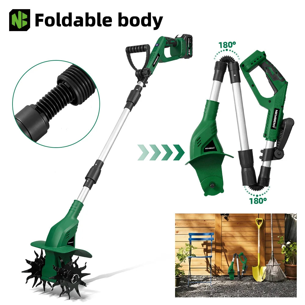 NewBeny Elektrische Gartenfräse Kultivator Vertikutierer Klappbare Bodenhacke Gartenwerkzeug