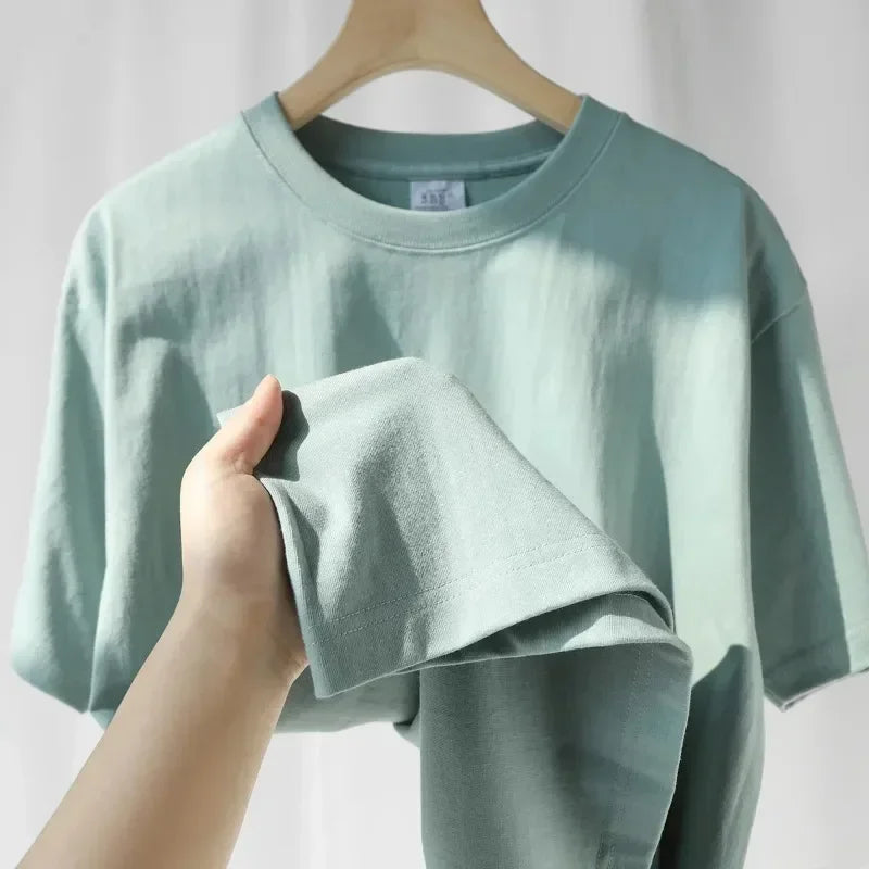 Sommer Baumwolle Strapazierfähiges 300-Gramm-T-Shirt aus amerikanischer Reinbaumwolle für Herren mit kurzen Ärmeln, lässiges Basic-Oberteil, Oversized T-Shirt