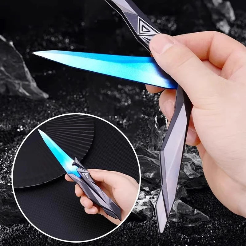 Taktischer Shooter faltbares Schmetterlingsmesser – 3D graviertes Sammlerstück tragbares Nahkampf-Ausrüstungsstück für Cosplay/Gaming-Zubehör Geschenke
