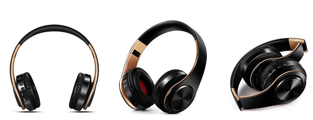 Herren Geschenk Gold Wireless Kopfhörer Bluetooth Kopfhörer Stereo Headset Spiel mit eingebautem Mikrofon, universell für Android und iOS