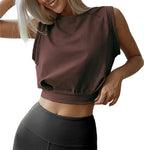 Bauchfreie Baumwoll-Shirts für Damen Süße ärmellose Yoga-Tops Lauf- und Fitness-Shirts Lässige weite Damen-T-Shirts
