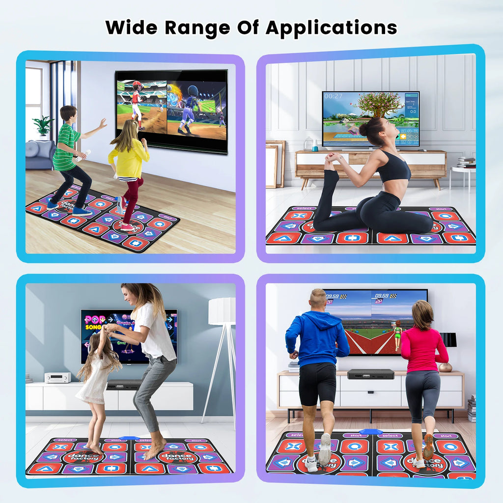 HDMI-Doppeltanzmatte Yoga Fitness-Tanzspiele mit MV/3D/Cartoon-Tanzmodus, selbstaktualisierende, rutschfeste kabellose Doppeltanzmatte