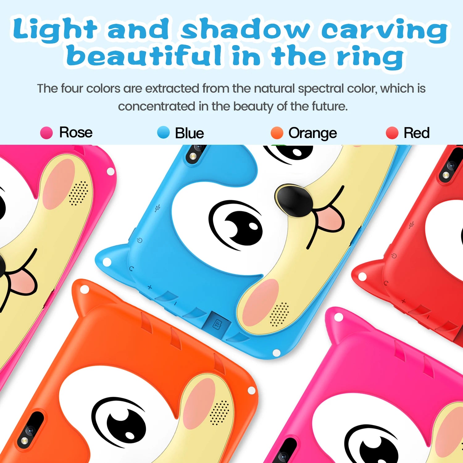 BDF Cartoon-Muster 7 Zoll Kinder-Tablet Quad Core 4GB RAM 64GB ROM Android 13 Google Lernspiele Tablets 4000mAh