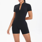 Reißverschluss Gym Jumpsuit Kurz Damen Yoga Sets Sport Outfits Weibliche Yoga Overalls Workout Kleidung Fitness Anzug Damen Trainingsanzug