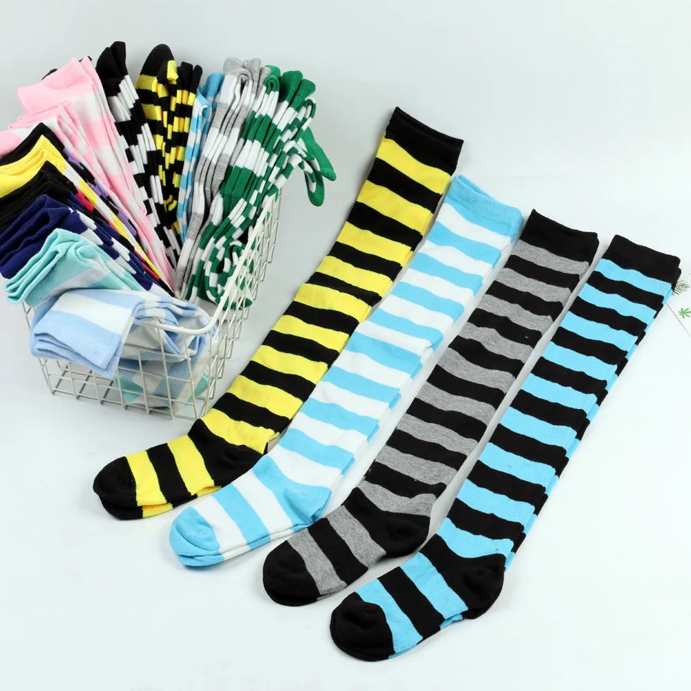 Farbige gestreifte Strümpfe Japanische Overknee-Socken Mode Frauen Warmhalten Socken Sexy Schlanke Lange Socken Strumpfwaren JK Cosplay Lolita Y2k
