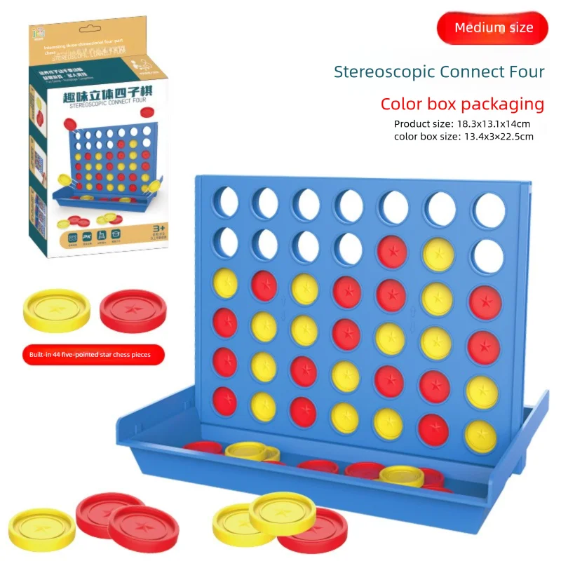 Klassisches 4-Gewinnt-Brettspiel, 4 in einer Reihe, 2 Spieler, Strategie-Puzzle-Spielzeug für Familien, Kinder, Erwachsene, robustes Kunststoffgitter-Set