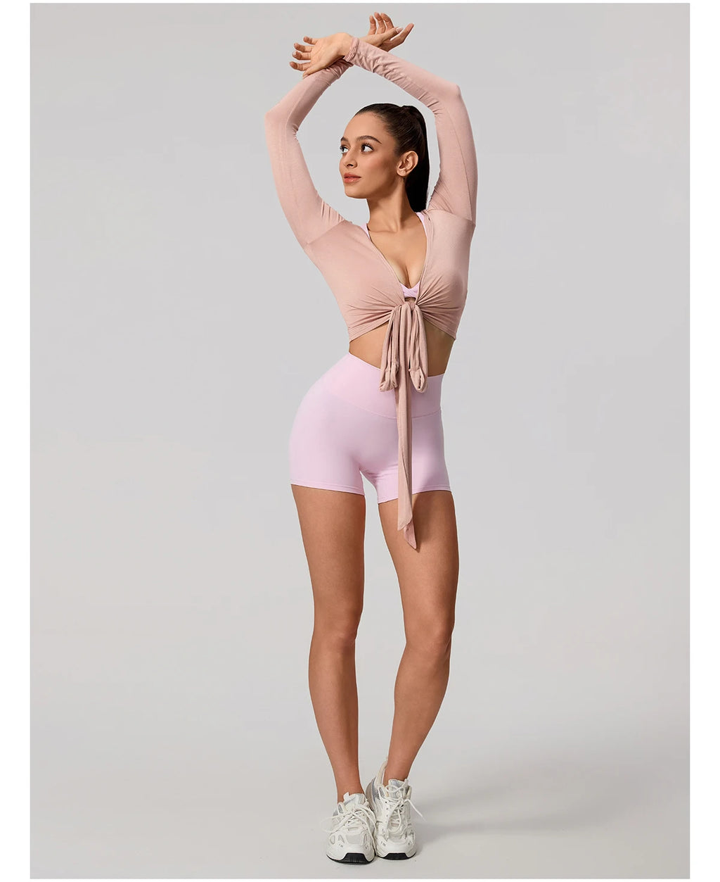 Neue Sommer Damen Yoga Langarm Einteiler Träger Yoga Kleidung Weibliches Training Premium Ballett WickeloberteileFrauen Fitness Sport Top