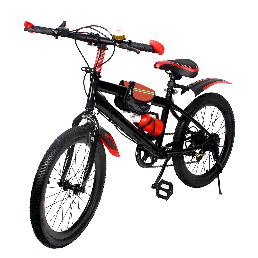 20 Zoll Mountainbike 7 Gänge, Verstellbarer Sattel Kinderfahrrad mit Schutzblechen und Flaschenhalter für Jungen und Mädchen 8-13 Jahre