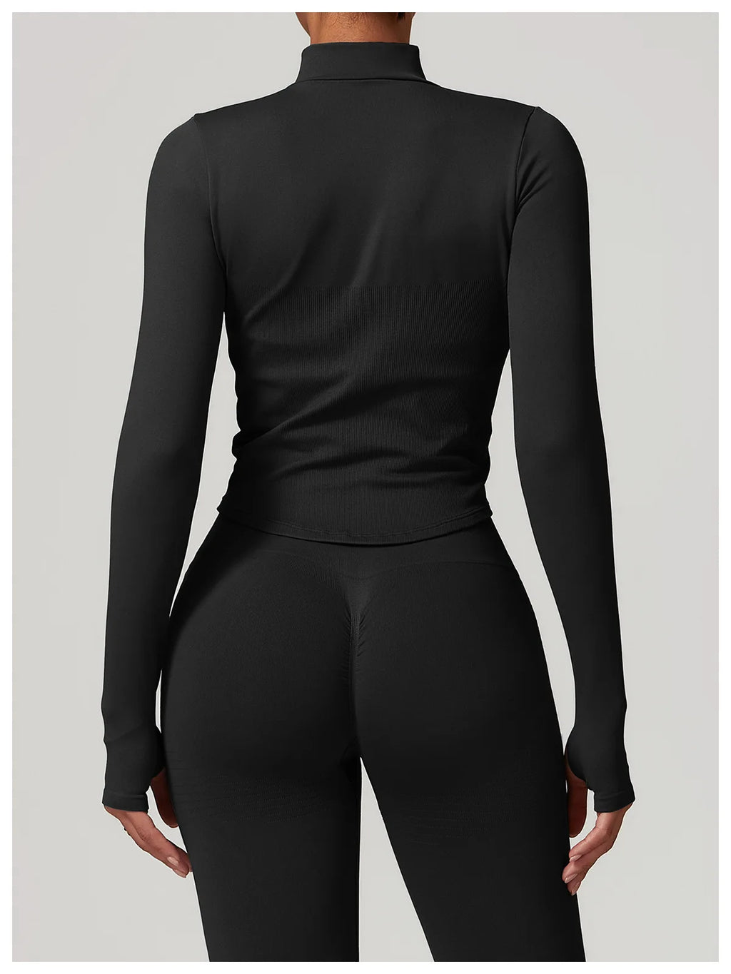Women's Zipper Crop Sports Jacket Long Sleeve Yoga T-Shirt Solid Quick Dry Fitness Top Gym Running Workout Sportswear