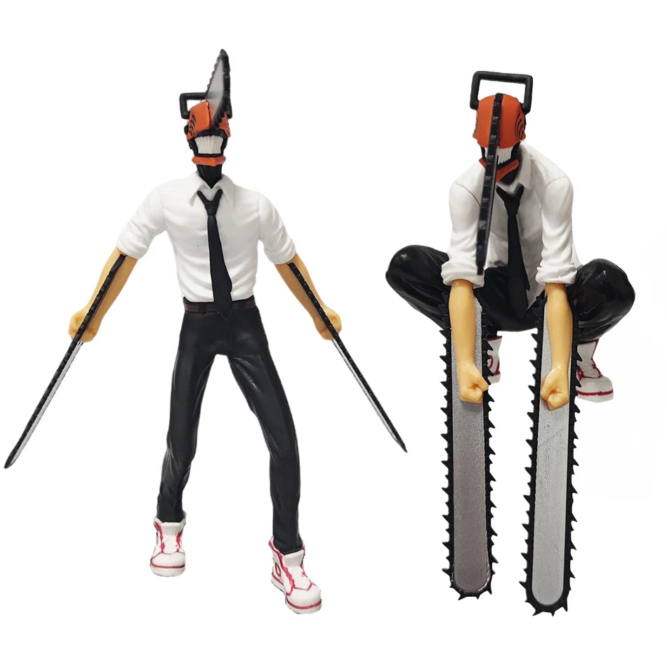 Anime Chainsaw Man Figur 2er Set Denji Actionfigur 14-17cm Auto Dekoration Puppe PVC Modell Sammlerstücke Kindergeschenke