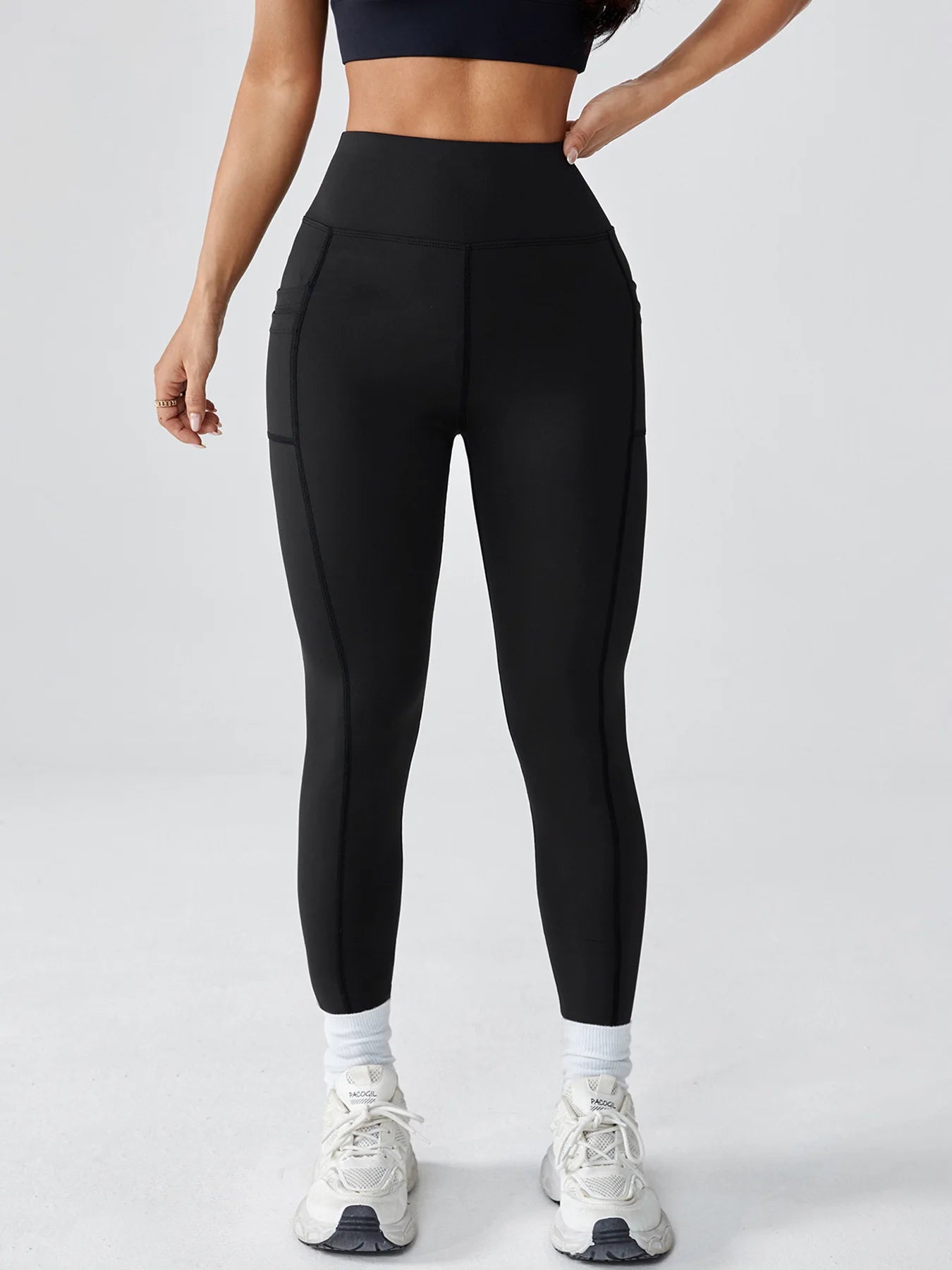 Damen High-Waist Butt-Lifting Leggings - Taschen, doppellagig, ideal zum Radfahren & Laufen Zweitbild