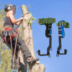 Baumkletterwerkzeuge mit Sicherheitsgurt 2M Seil 45# Stahl Breites Fußpedal Bequemes Set zum Obstpflücken, Dschungelüberleben, Schwarz