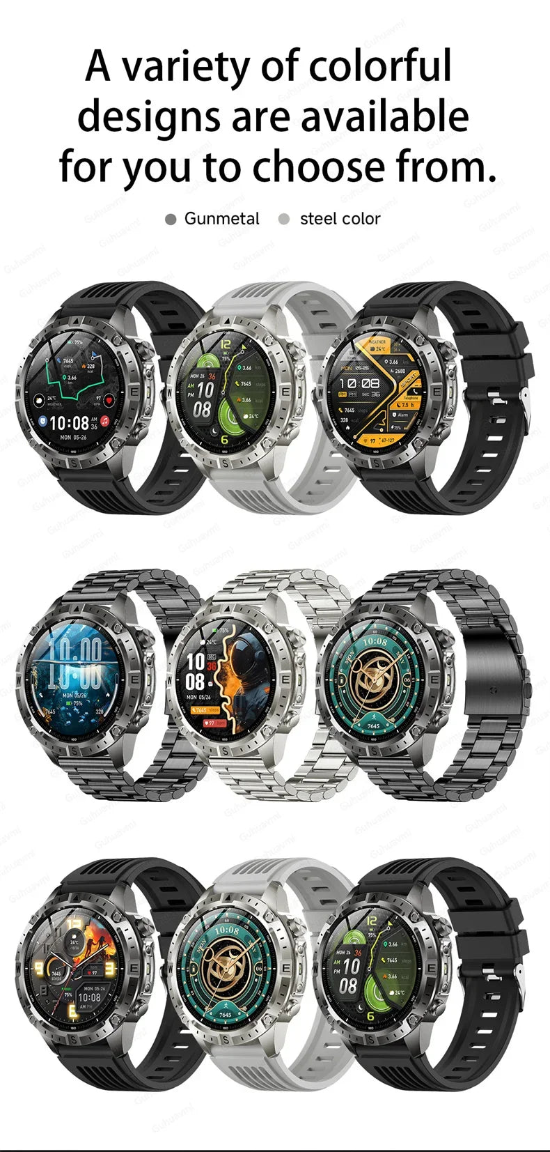 GPS Smart Watch for Men 2G ROM GPS Offline Maps Waterproof Swim Hiking Fitness Tracker Sleep SpO2 Rugged Durable Smartwatch GPS