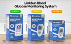 LinkSun Blutzuckermessgerät G-425-3 Glukometer ohne Codierung für Diabetestest 10/50/100 Teststreifen Lanzetten Medizinischer Blutzucker mg/mmol