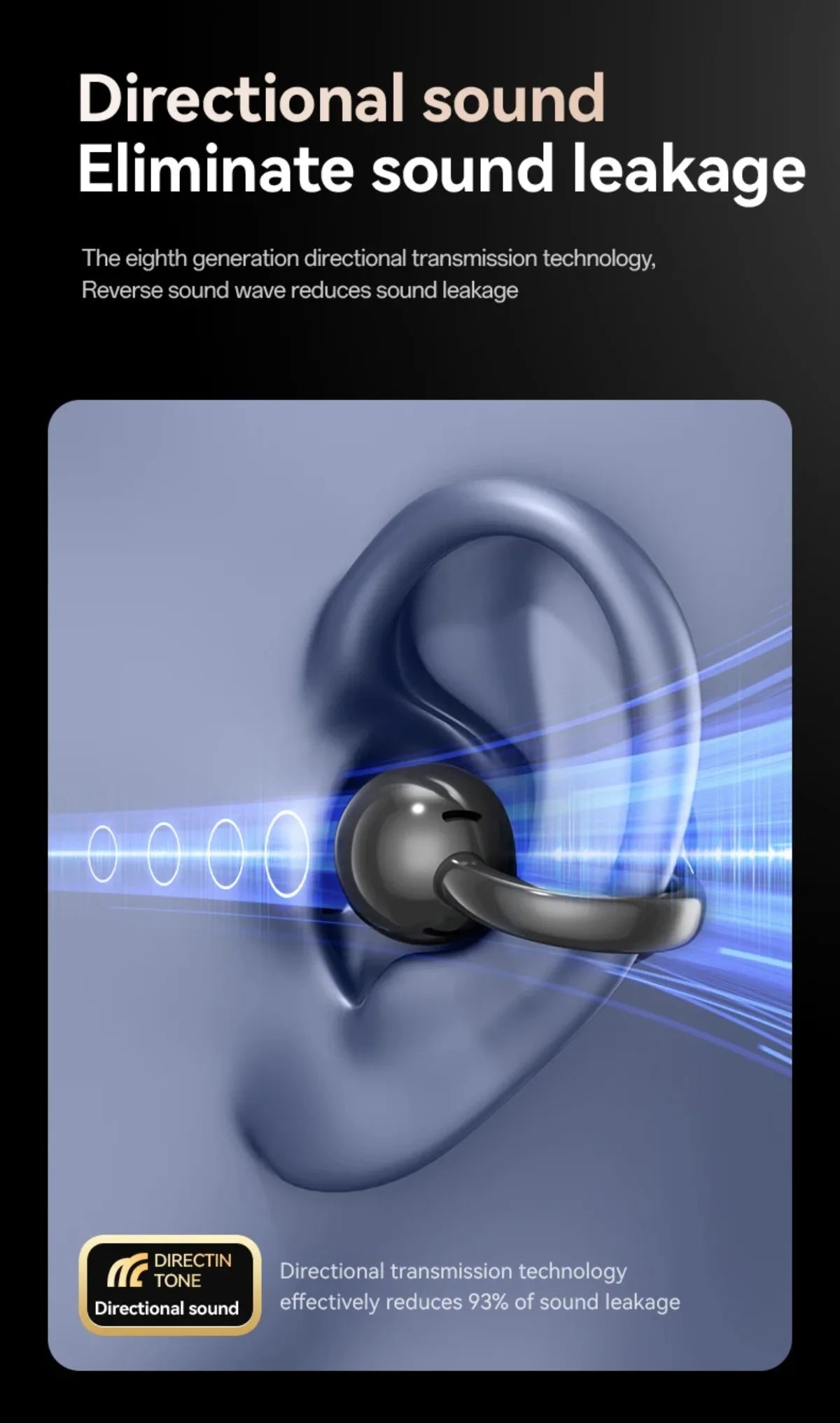 Touchscreen-Bluetooth-Kopfhörer 144 Sprachen Echtzeit-Übersetzung Kopfhörer Drahtlose Open-Ear-Clips Sport-Gaming-Kopfhörer