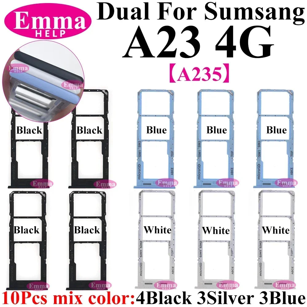 10Pcs Dual-Karten-Telefon-SIM-SD-Kartenfach für Samsung Galaxy A14 A24 A34 A54 A13 A23 A33 A53 A73 SIM-Kartenhalter-Adapter-Schublade