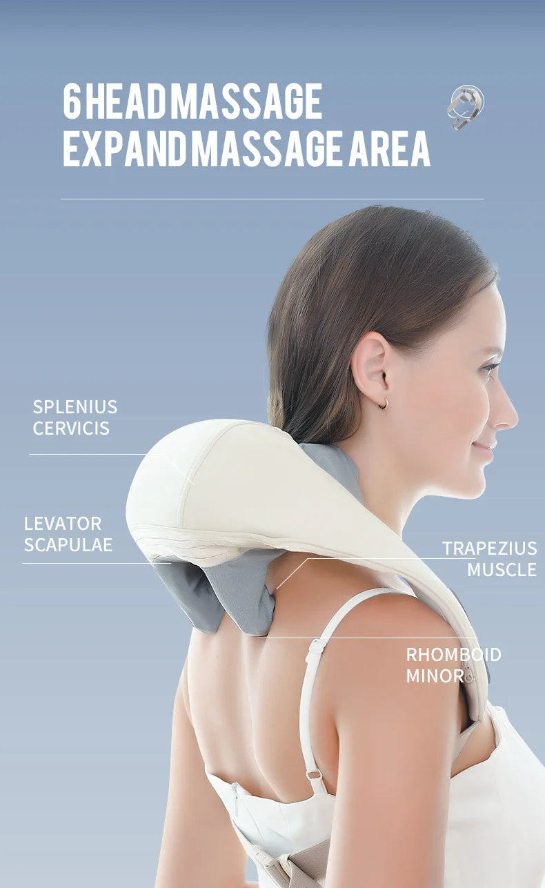Foreverlily 26W Bürstenloser Motor Nacken- und Schultermassagegerät Kabelloses Nacken- und Rückenmassage-Schal Nackenmassager