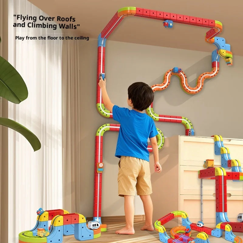 Magnetisches Bullet Train Set für Kinder mit elektrischer Lokomotive, DIY-Gleisbausteinen, pädagogischem MINT-Bauspielzeug, Geburtstagsgeschenk