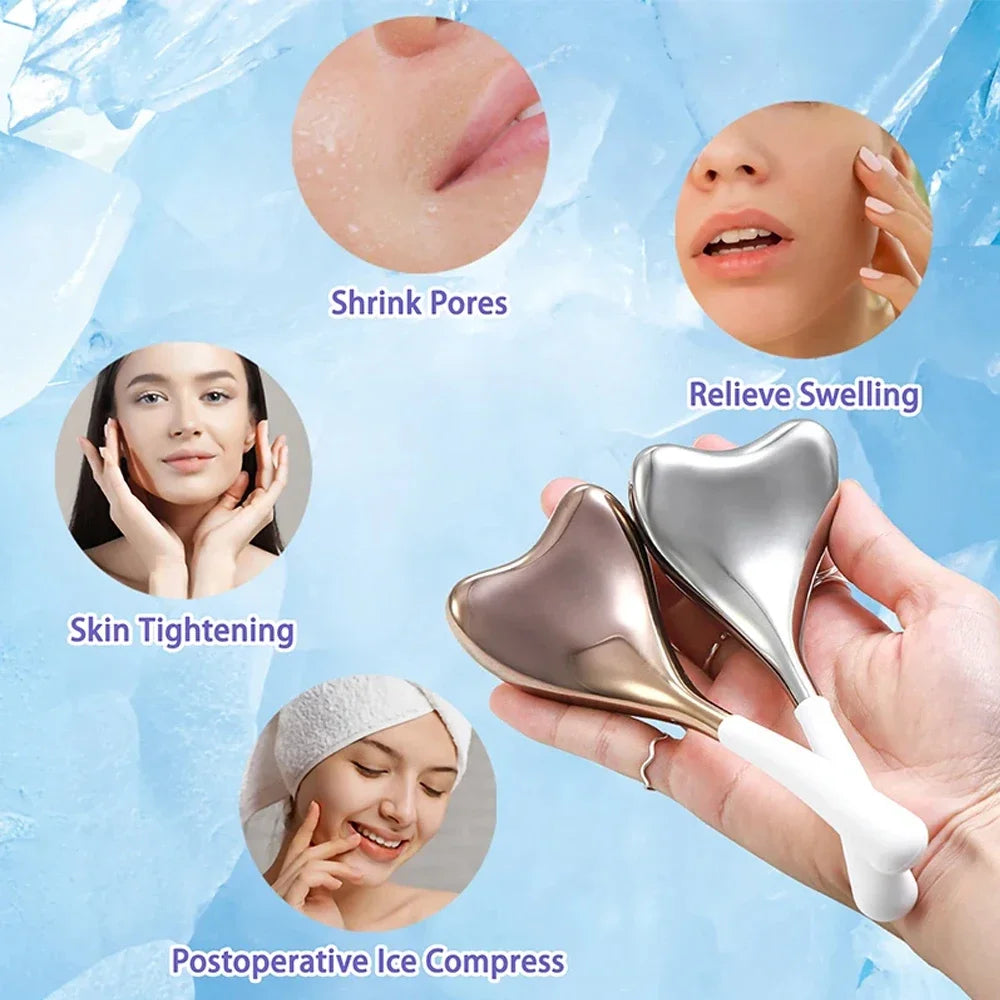 Kühlende Spa-Eisgloben-Roller, Edelstahl-Gua-Sha-Kryo-Sticks, Gesichts- und Augenmassagegerät, Hautpflegewerkzeuge, Geschenke für Frauen