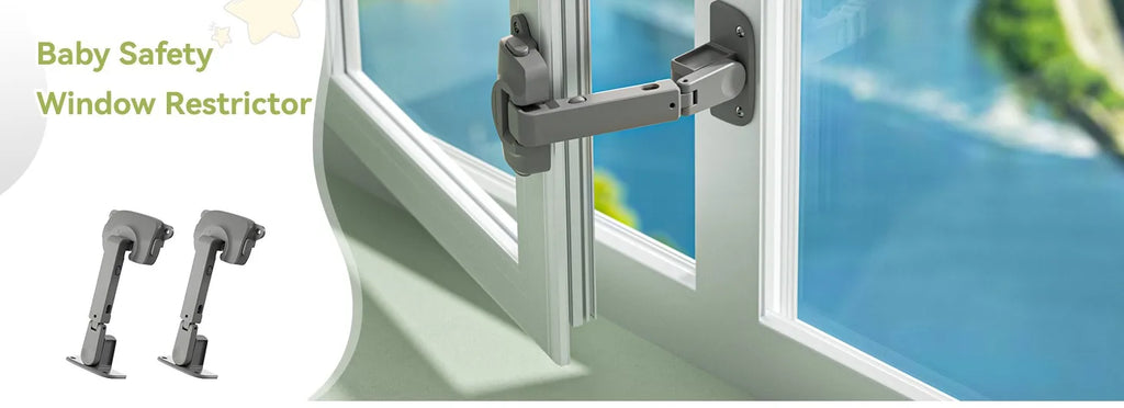 Aktualisiertes Babyfenster-Sicherheitsschloss, kindersicherer Fensterbegrenzer für Kunststofffenster, verstellbarer Fensterriegel für Holz- und Metallrahmen