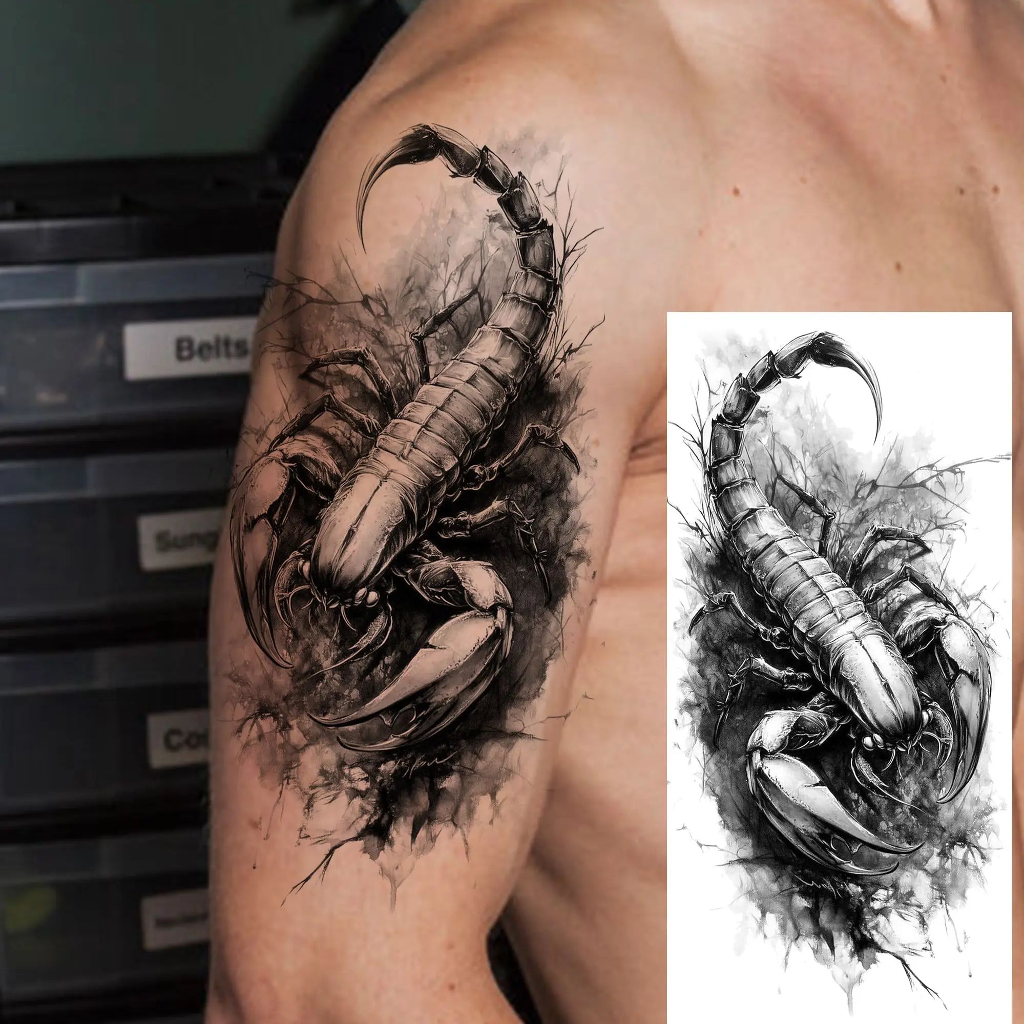 1 Blatt Kobra Schlange Drache Skorpion Temporäre Tattoos für Männer Frauen Wasserdicht Langlebig Löwe Tiger Wolf Fake Tattoo Aufkleber