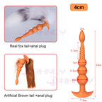 3-10cm Großer Analsex Plug mit Schwanz Sexspielzeug für Erwachsene Spiele Paare DIY Cosplay Großer Butt Plug Silikon Weich Lang Anal Beads Frauen