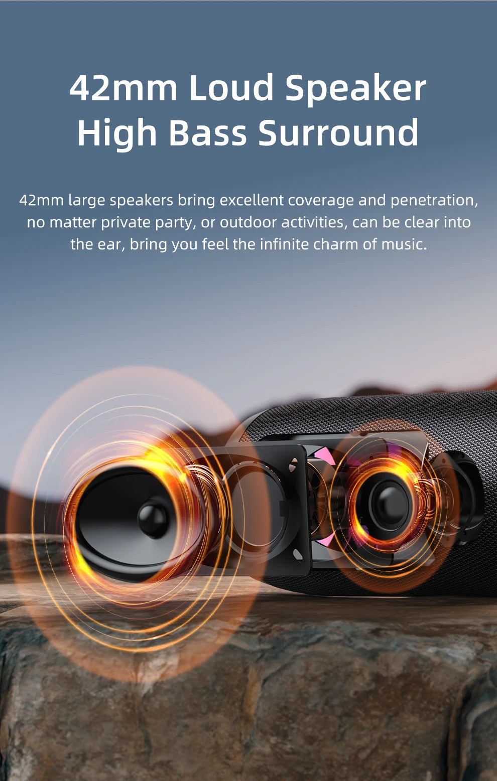 ZEALOT-S76 50W Tragbarer Super-Subwoofer Tragbarer Lautsprecher für Zuhause und Outdoor, wasserdichte Säule, Bluetooth-Lautsprecher, Soundbox