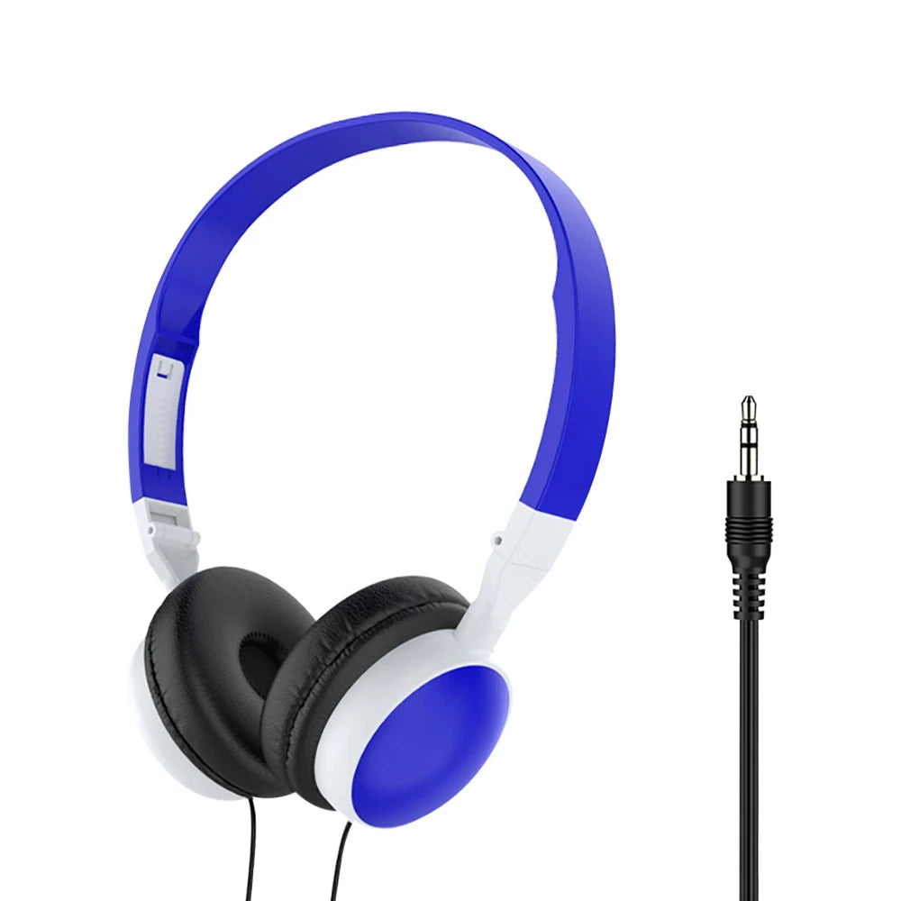 3.5mm Plug Wired Headphones Foldable Head Mounted Headset Earphone Headphones Stereo Foldable Sport Earphone for Phone/Tablet