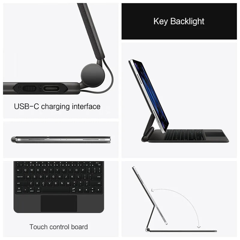 TouchPad Magic Keyboard für iPad Air 11 13 M4 2026 M3 M2 iPad 10 10. Gen. Air 4 5 6 iPad Pro 11 12,9 13'' M5 M4 Smart Cover Hintergrundbeleuchtung